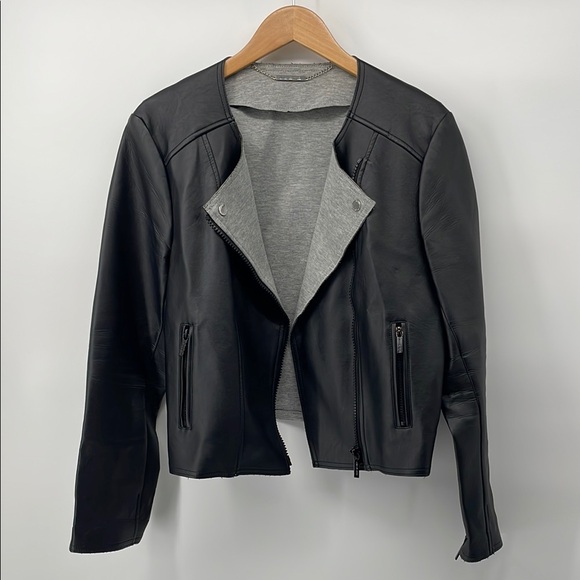 Michael Kors Jackets & Blazers - Michael Kors Faux Leather Moto Jacket in Black Gray M A13